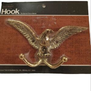 Brass Eagle Coat Hook , Eagle/ Like Bird Rust Proof  Dura- Metal Home Decor Vtg
